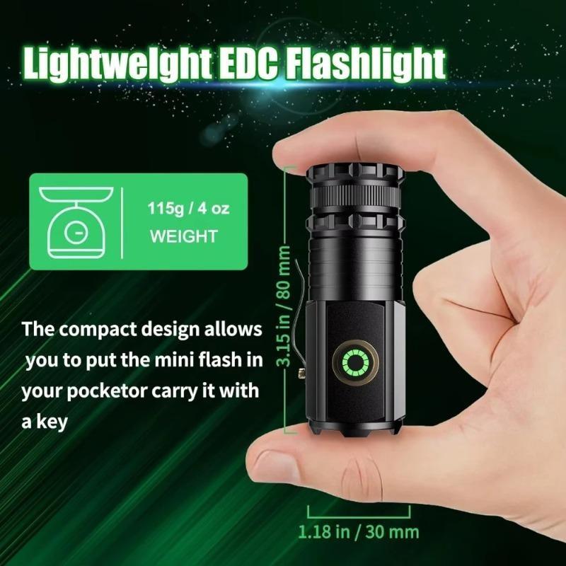 Mini LED Flashlight TYPE-C Rechargeable Portable EDC Torch with Magnetic Base 18350 Battery for Camping Emergency Outdoor