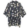 Puritan 90s Old Fish Pattern Short Sleeve Aloha Shirt L Charcoal Gray Men's Used