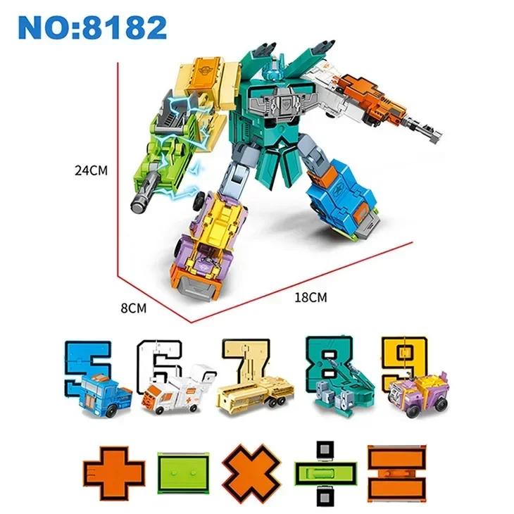 

10PCS Transformation Number Robot Toy Building Blocks Deformation Pocket Morphers Educational Action Figure Toy for Children (As shown-2203)-