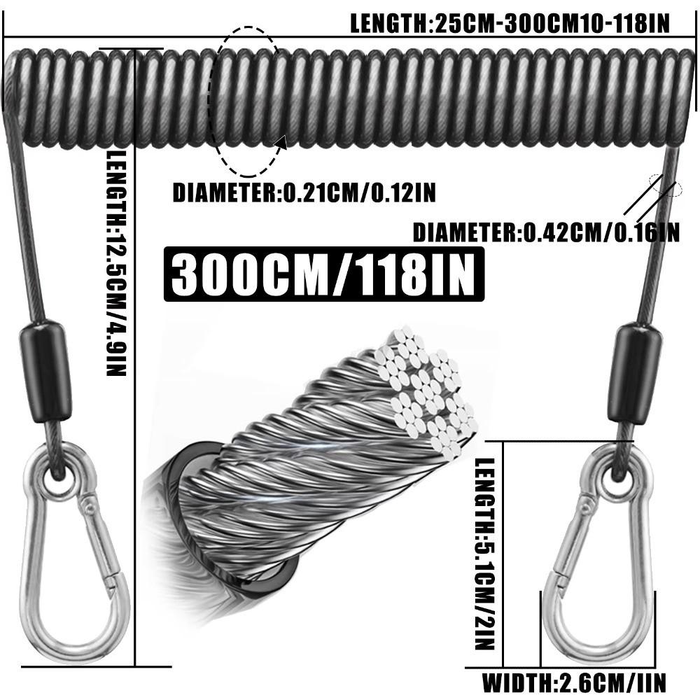 Stainless Steel Safety Rope Heavy-Duty Gear Tether Gear Protection Telescopic Lanyard  Fishing Gear