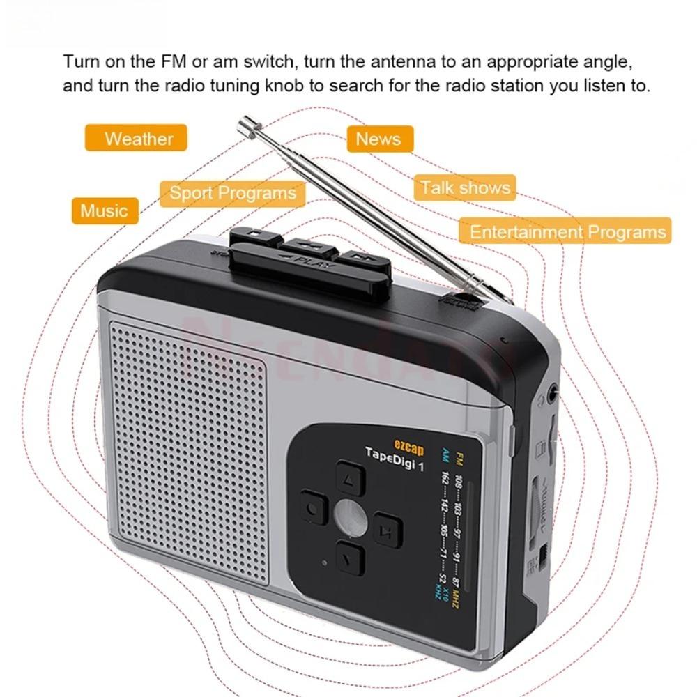 Ezcap234 Lecteur de Cassettes Audio Original vers Convertisseur MP3 avec Haut-parleur Radio AM/FM Enregistreur Cassette vers Carte TF Carte d'Acquisition Audio