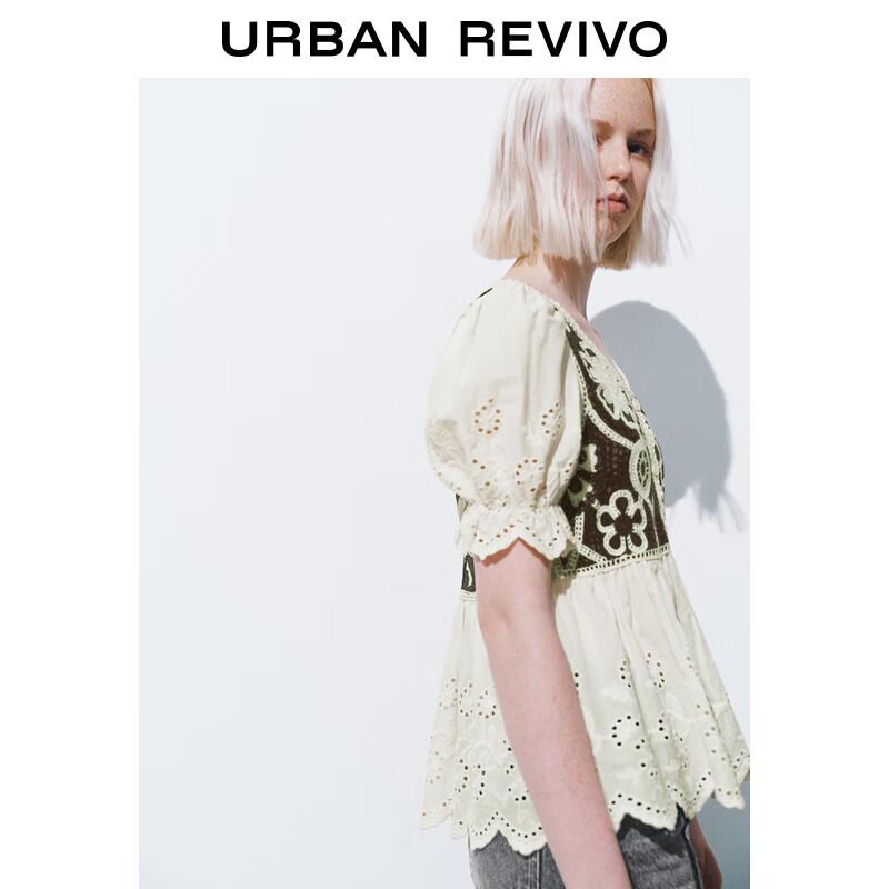 UR Women's V-Neck Floral Lace Knit Top