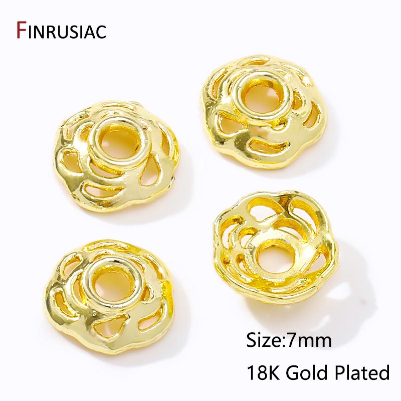 Wholesale Trendy Hollow Flower Beads End Caps,14K/18K Gold Plated Brass Bead Caps For DIY Bracelet Necklace Making Accessories