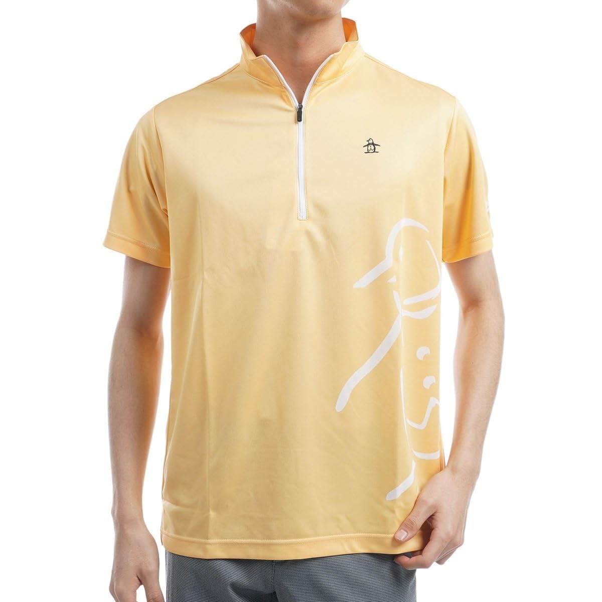

рубашка с пингвином и OR00 [Munsingwear] Дизайн с коротким рукавом, горловина, половина молнии, влагоотводящая быстросохнущая, гольф, MGMXJA09, мужская, (оранжевый)
