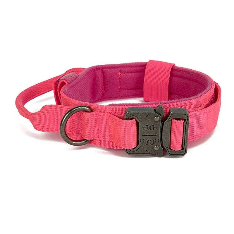 Military Tactical Dog Collar Durable Adjustable Nylon Collar with Control Handle for Medium Large Dogs Walking Pet Supplies