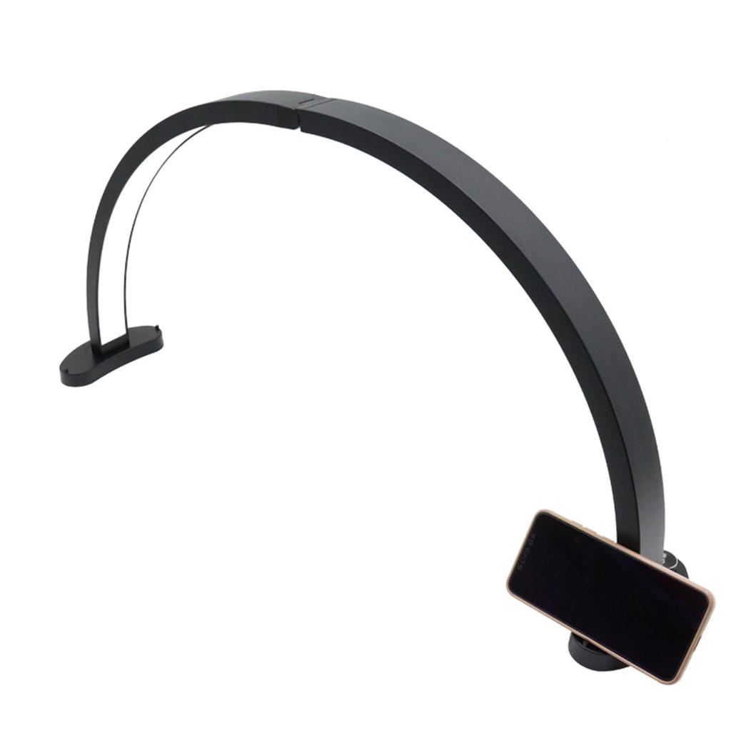 LED Desk Half Moon Light Black 3 Color Modes 10 Brightness Levels 28 Inch Professional Nail Desk Lamp with Phone Holder