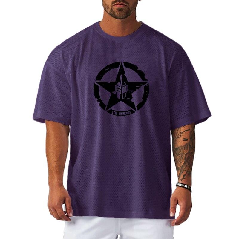 Muscleguys Männer Bodybuilding Sport Kurzarm Sommer Training Fitness Mesh Tops Gedruckt Dünne Jugend Freizeit Grafik T Shirts