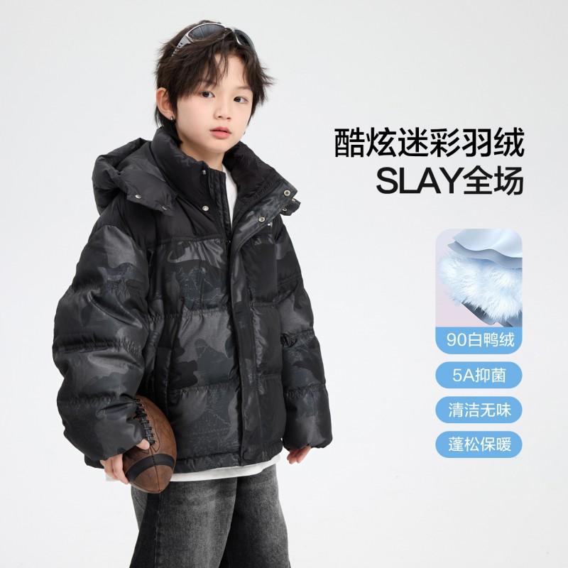 Boys Winter Camo Color Block Puffer Jacket Kids Warm Waterproof Down Coat