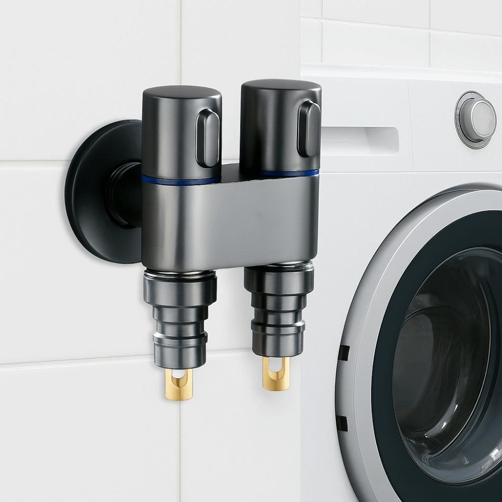 Dual Control Washing Machine Faucet Automatic Water Stop Leak-proof Angle Valve Brass One in Two Out Toilet Triangle Valve