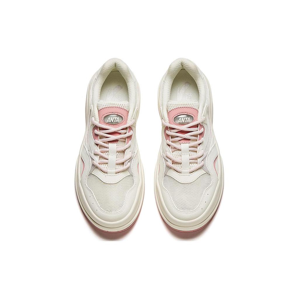 New Anta Seaweed Height Increasing Lightweight Low-Top Skateboard Shoes Women's White Pink 922428011-6