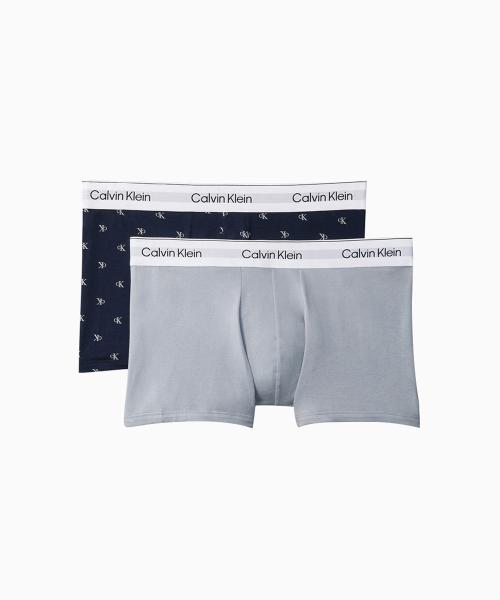 

[CK] Мужское нижнее белье Icon Cotton Stretch 2 шт. Трусы NB43913Z2 [Отправка из Кореи] 100% Оригинал Grey Navy Print - S