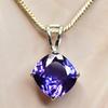 Ciondolo Tanzanite Naturale Quadrato Cushion 14,5 ct Argento Sterling 925 Gioiello con Pietra Preziosa Regalo