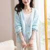 Spring and Autumn New V-Neck Gentle Wind Knitted Cardigan Twist Fashion Sweet Loose Sweater Women's Jacket Women's