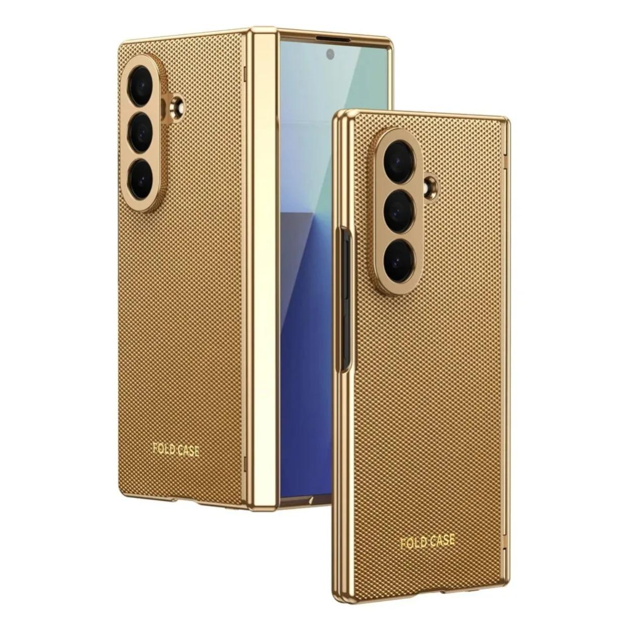 Electroplated Hinge Protection Leather Phone Case