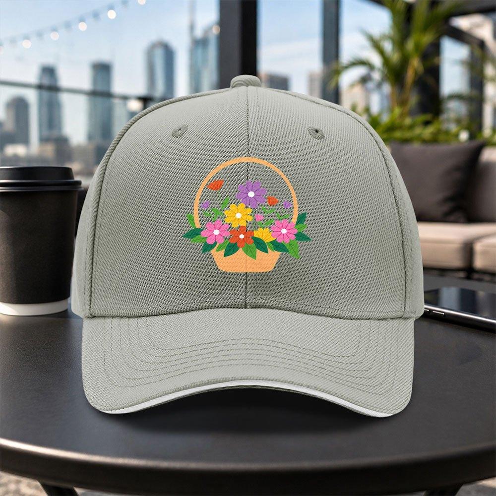 Flower Basket Pattern Baseball Cap Unisex Adjustable Duckbill Cap Casual Lightweight Outdoor Hat Multiple Colors