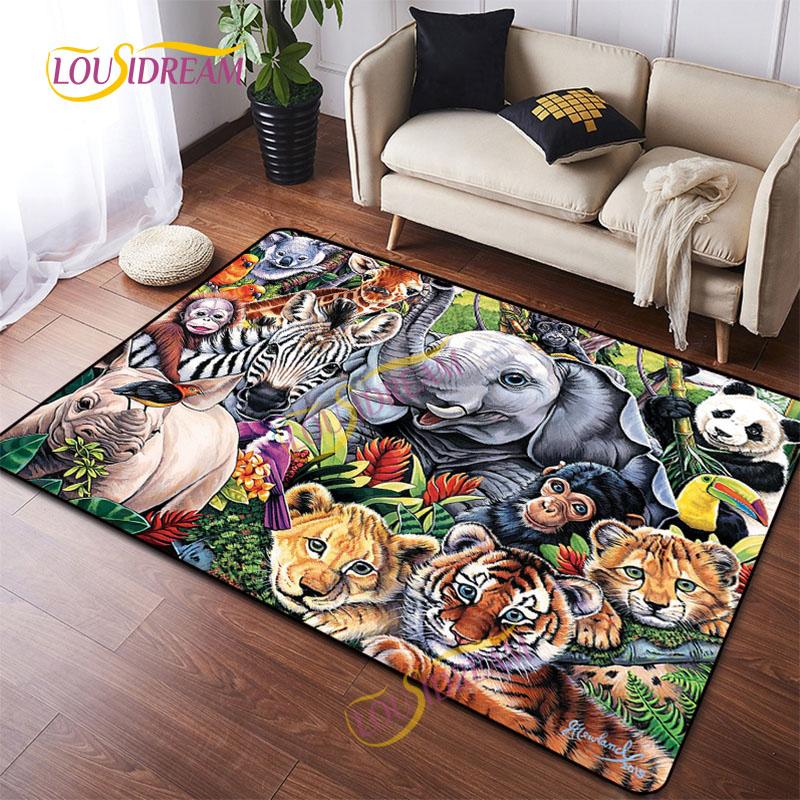 Animal Art Tiger Washable Square Soft Wolves Rug Living Room Bedroom Decorative Floor Mat Kitchen Bathroom Door Mat carpet.