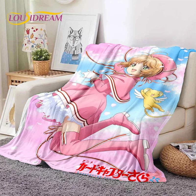 Cartoon Cute Sakura Card Captor Girl Soft Blankets,Keep Warm Throw Blanket Comfortable Blanket for Picnic Beds Sofa Home Bedroom