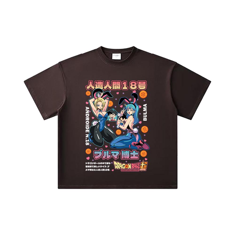 260 GSM Double Yarn 32 Count 100% Cotton Dragon Ball V26 Bulma Android Print Unisex Heavy Cotton T Shirt