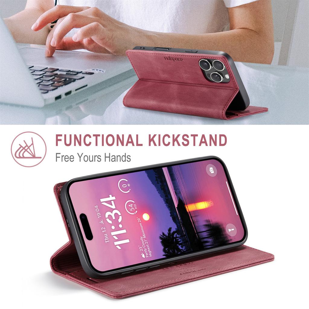 For iPhone 16 Pro Max Vintage Leather Flip Wallet Case with RFID Blocking Card Slot, Matte Retro Folio Cover for Women Men (4 Colors)