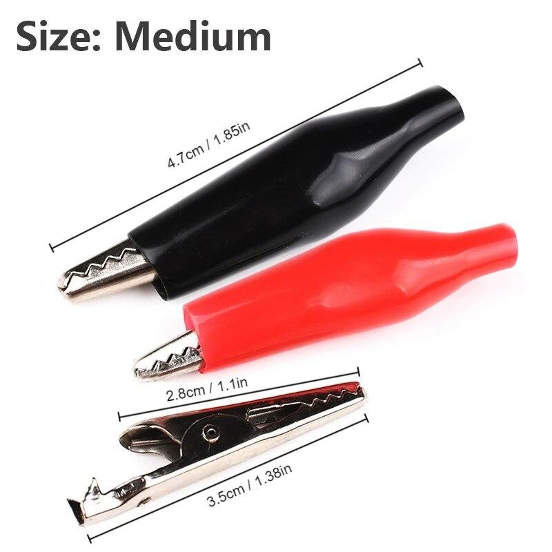 10PCS Alligator Clip 28MM 35MM 45MM Black Red Soft Plastic Coated Testing Probe Mini Alligator Test Clips, Large/Medium/Small