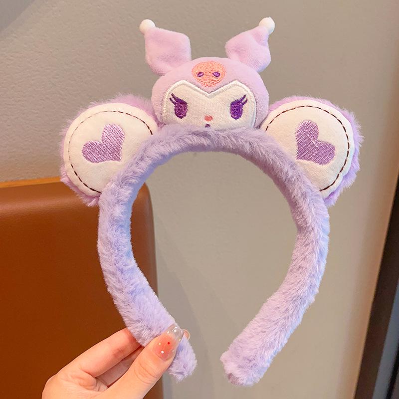 2024 Cute Cartoon Plush Headband for Women - Makeup, Hair Clip & Tie