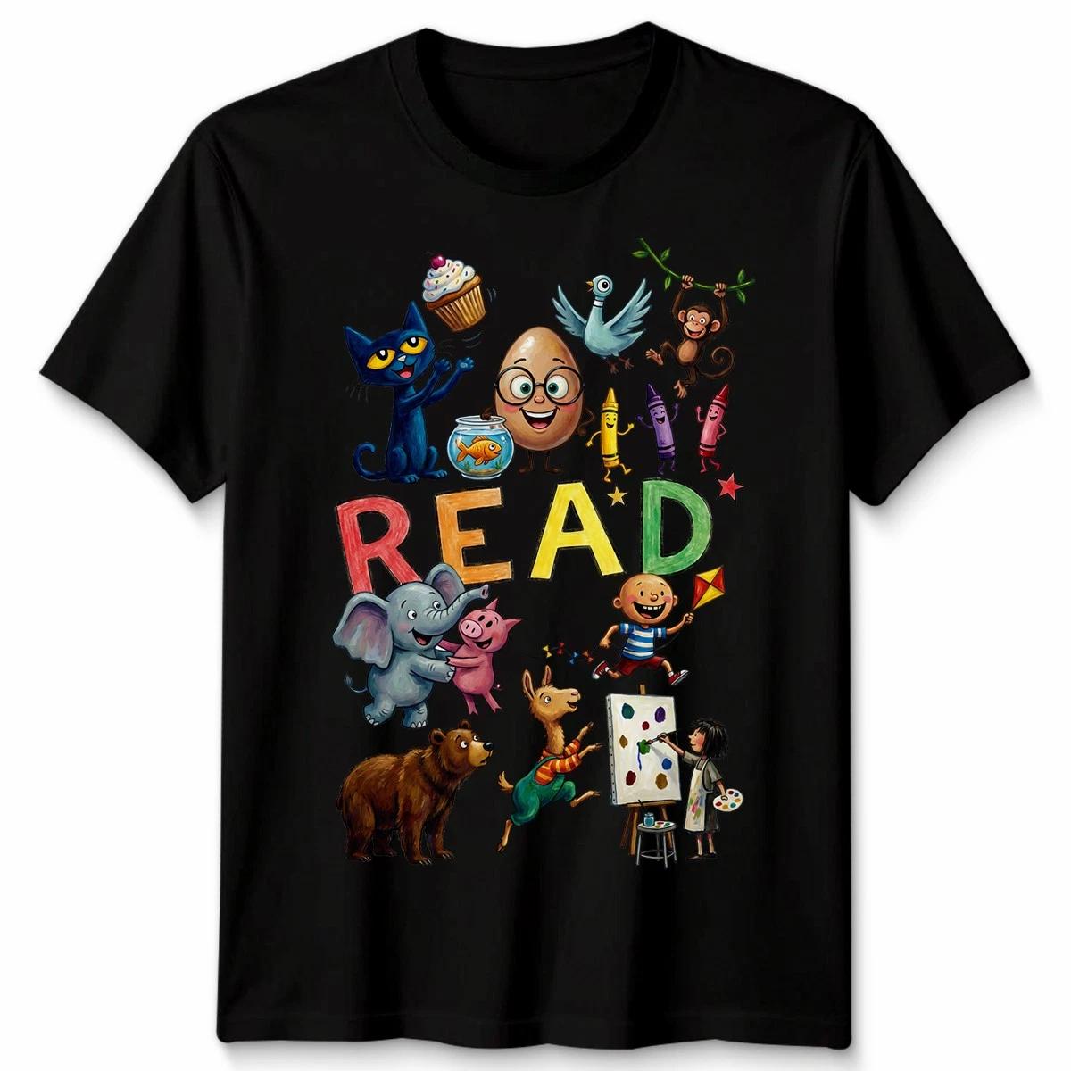 World Book Day Unicorn Reading TShirt Rainbow Fish Unisex Tee S