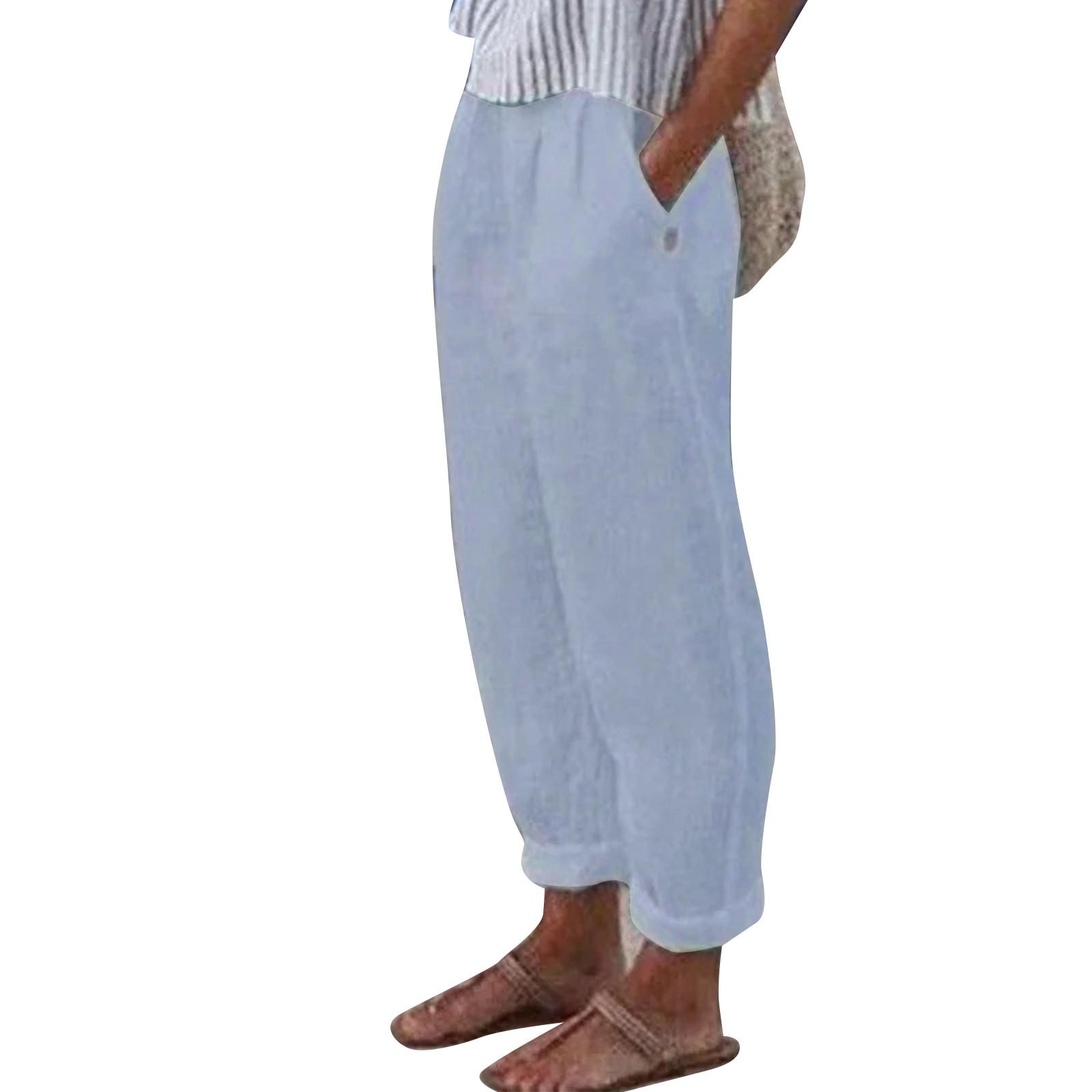 

Женские повседневные брюки, прямые брюки с высокой талией, брюки с карманами, длинные брюки XL светло-синий