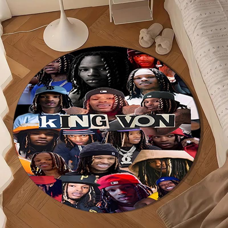 King Of The Rapper Round Rug for Livingroom,Bedroom, Palyroom, Chair Rug, Area Rug, Circle Carpet, Large Size Fan Christmas Gift