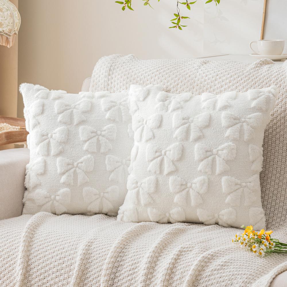 Spring Embroidered Fur Pillow Sweet Buttery Style Plush Pillow Cushion Cover Atmosphere Living Room Sofa Pillow Waist Pillow