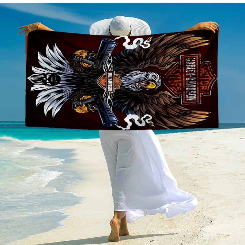 Vintage Motorcycle Fashion Beach Towel: Ideal for Summer Adventures Soft, absorbent and quick drying suitable for swimming and bathing