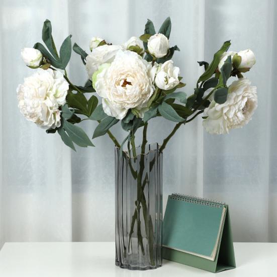 Artificial Flower Bright Color Multipurpose Silk Cloth Fadeless Vivid Simulation Peony Bouquet Home Garden Wedding Decoration