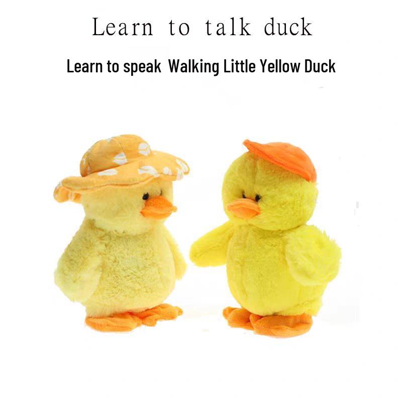 Electric Talking Yellow Duck Plush Companion Toy Beret Hat