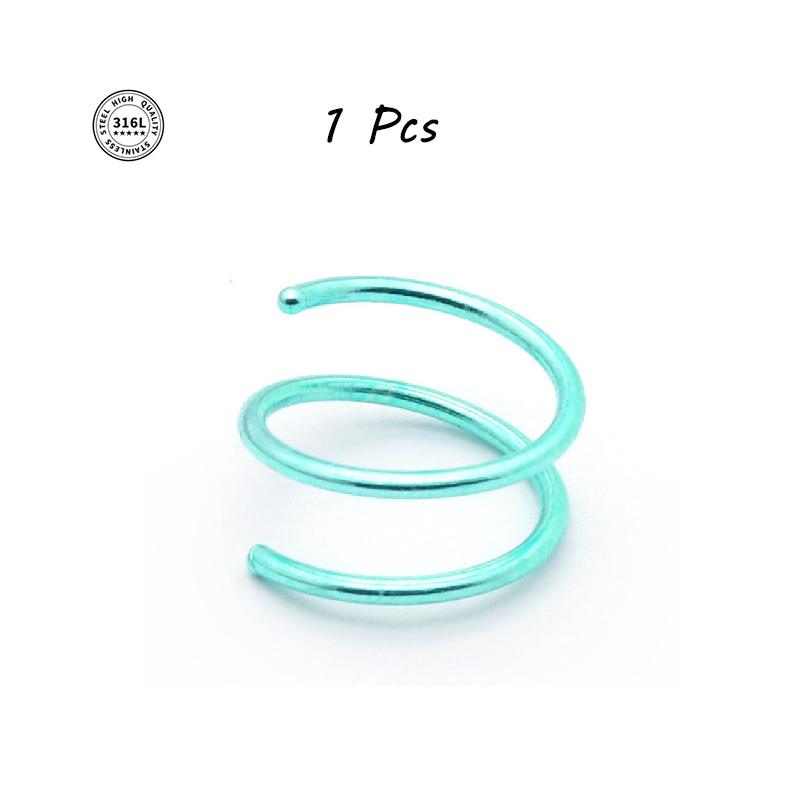 Double Hoop Nose Ring Stainless Steel for Single Piercing, Snug Spiral Nose Ring 20G 8/10mm Thin Nose Rings Piercing Jewelry