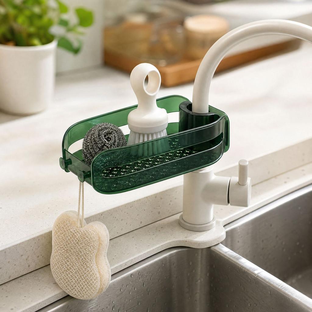 Faucet for Kitchen Sink Clip- No Drill Bathroom Storage Caddy