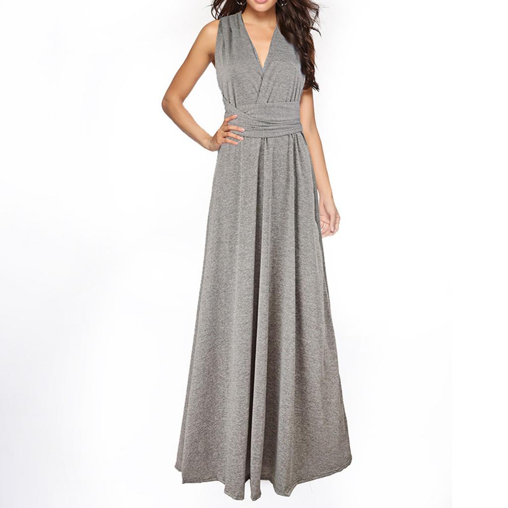 Modă Femei Culoare Solidă Metodă Multi-Purtare Multi-Șnur Spate Încrucișat Fără Spate Sexy Rochie Bandaj Rochie Lungă