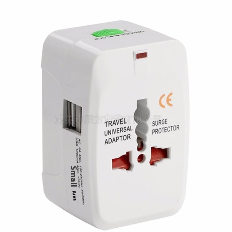 1Pcs All In One International Plug Adapter Protable Au Us Uk Eu Converter 2 Usb Type C Ports World Travel Ac Power Charger