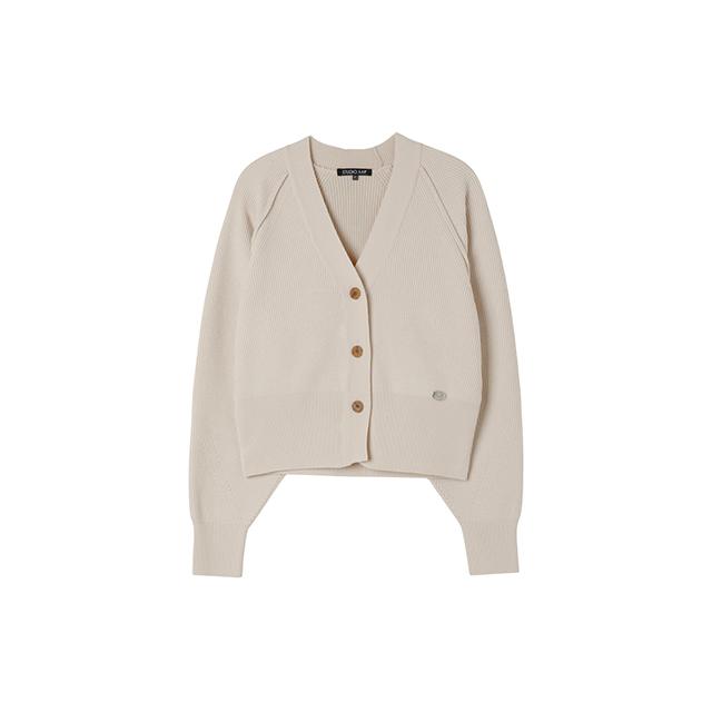 Lap Volume Sleeve Ribbed Knit Cardigan Aq4Kga61
