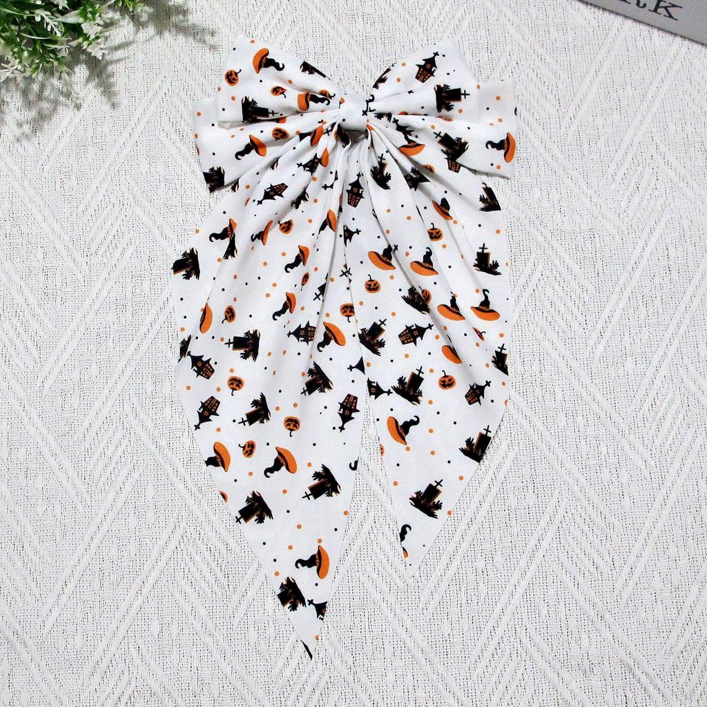 Spider Web Bow Hair Clip - Halloween Fabric Accessory for Women
