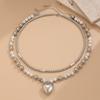 Handmade Heart-shaped Pearl Necklace Handchain Retro Beads Necklace  Jewelry Accessories