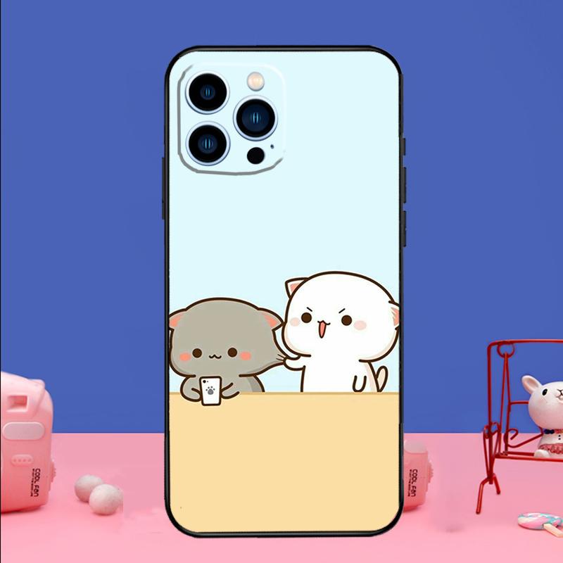 Peach And Goma Cat Phone Case For iPhone 16 15 14 11 12 13 Pro Max 12 13 mini XR 15 16 Plus 16e Bumper Cover