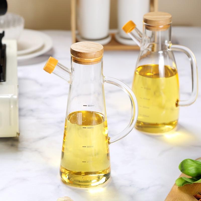 Nordic-style High Borosilicate Glass Oil Pot, Graduated Seasoning Bottle for The Kitchen, Household Leak-proof Bottle Tools