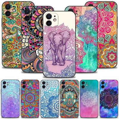Mandala Chakra Yoga Phone Case For Iphone 14 14 13 12 11 Pro Max Xs Max Xr X 7 8 Plus 12 Mini 6s Silicone Capa Black Shell