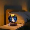 3D Small Glass Ball Decor with Wooden Base USB Charging LED Crystal Ball Night Light Lighted Crystal Ball for Art Decoration