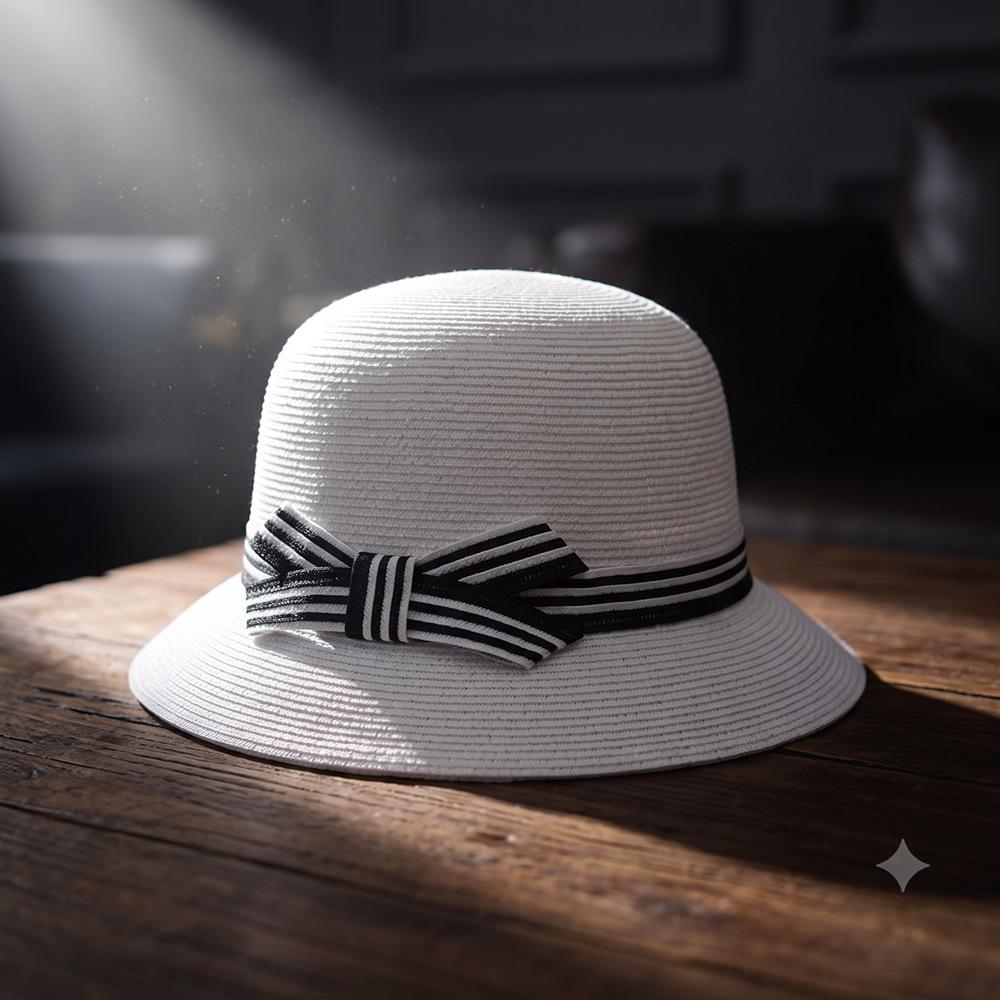 Straw bucket hat straw hat women's summer thin fisherman's visor women's sun hat fashion dome sun hat