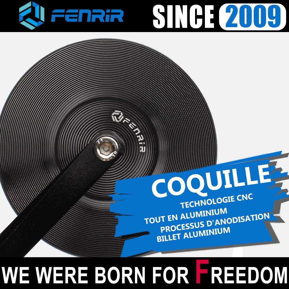 FENRIR Black Motorcycle Bike Bar End Mirror Bike Mirror Retro CNC Aluminum for Vehicle Inspection Compliant New Safety Standards Compliant Mirror