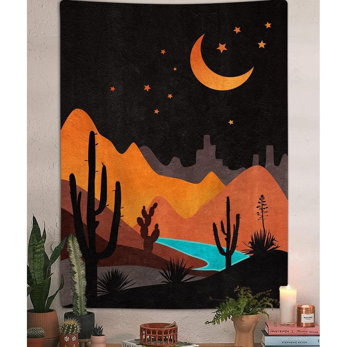 Boho-Western Tapestry Vertical Bohemian Mountain 75x100