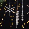 Christmas Tree Hanging Ornament with Faux Pearls Styling, Elegant Holiday Decors for Branches, Window, and Home Accents