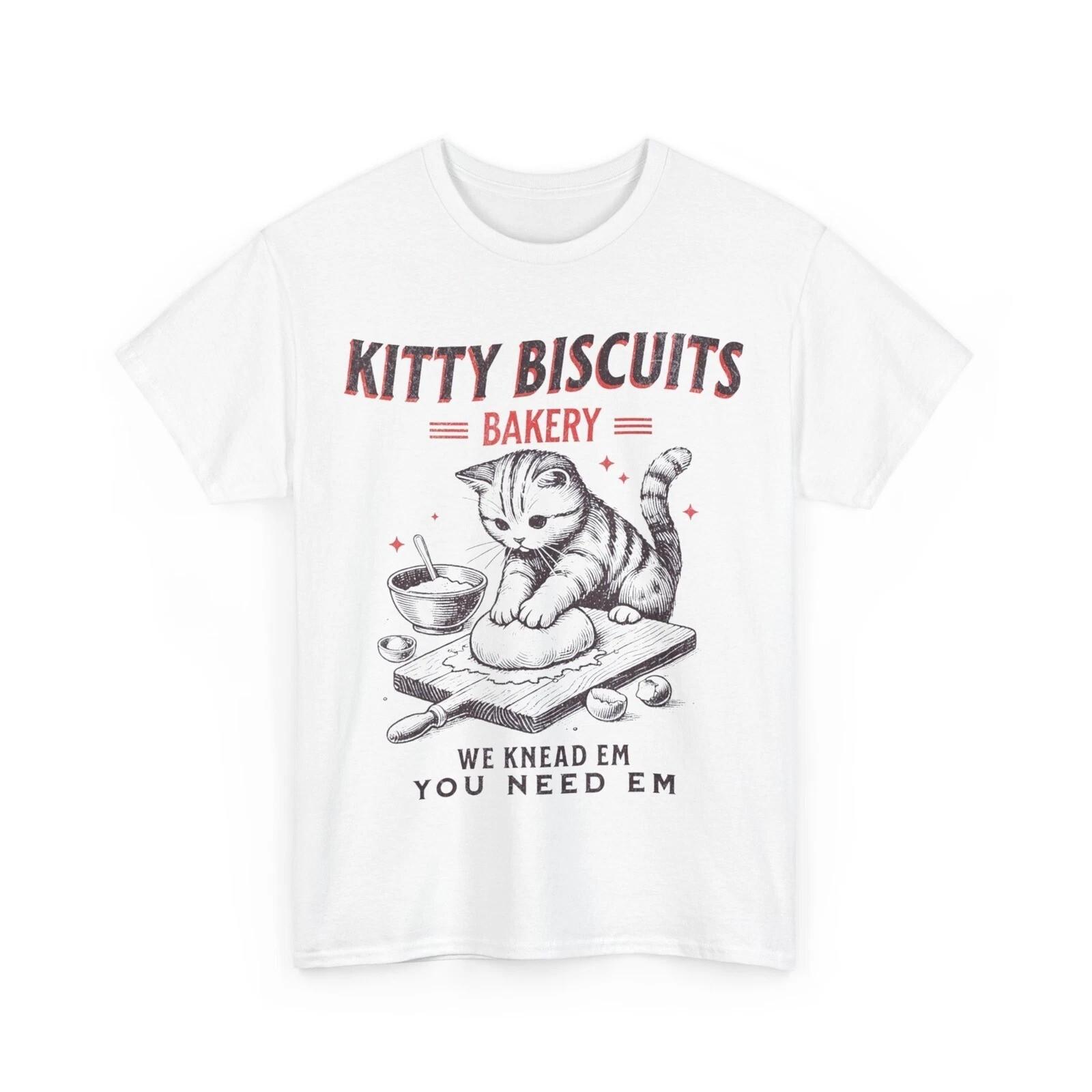 Cat Baking T-shirt Kitty Biscuits We Knead Em You Need Em Funny Shirt M