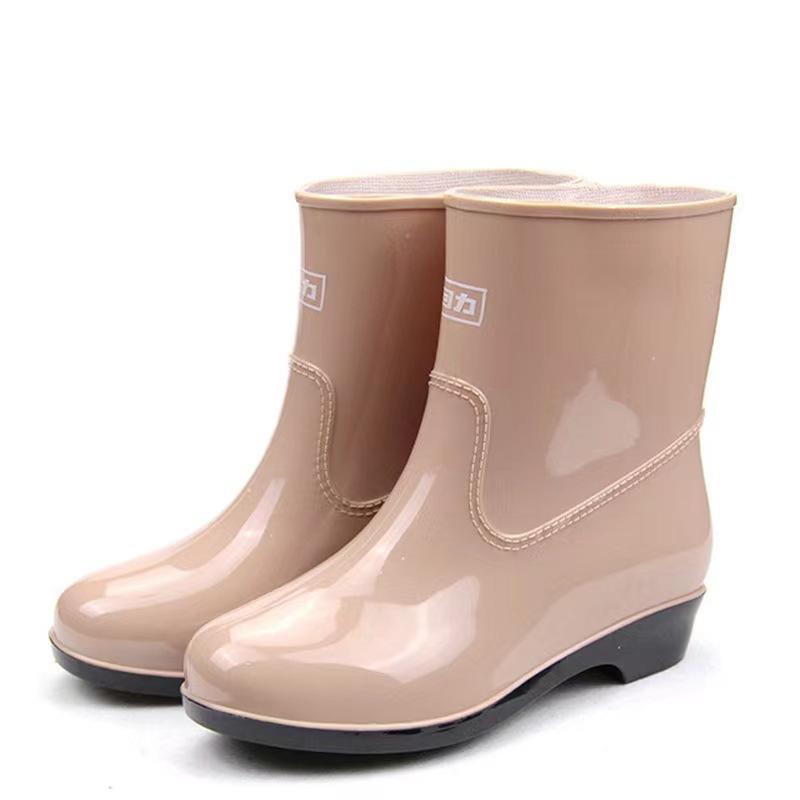 Short rain shoes women's waterproof and non-slip pvc wear-resistant rain boots plastic anti-drop medium tube women's models