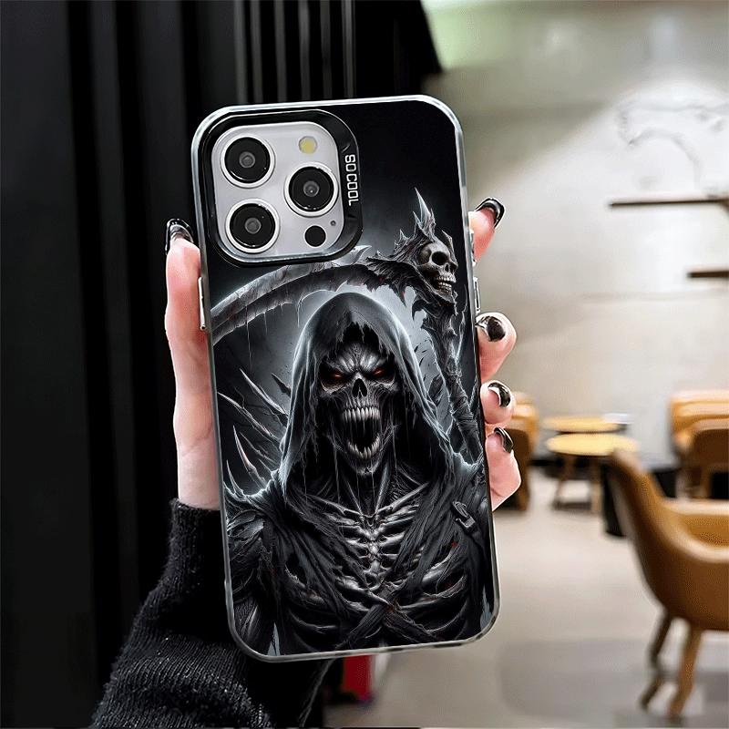 Tod Sensenmann Schädel Sense Weiche Handyhülle für iPhone 15 16 17 Pro Max 17Air 16E 14 Plus 13 12 Mini Stoßfeste Hülle Rückseite Sh
